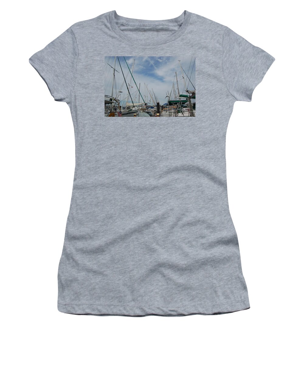 Sailboats Women's T-Shirt featuring the photograph Marina Life by Christopher James