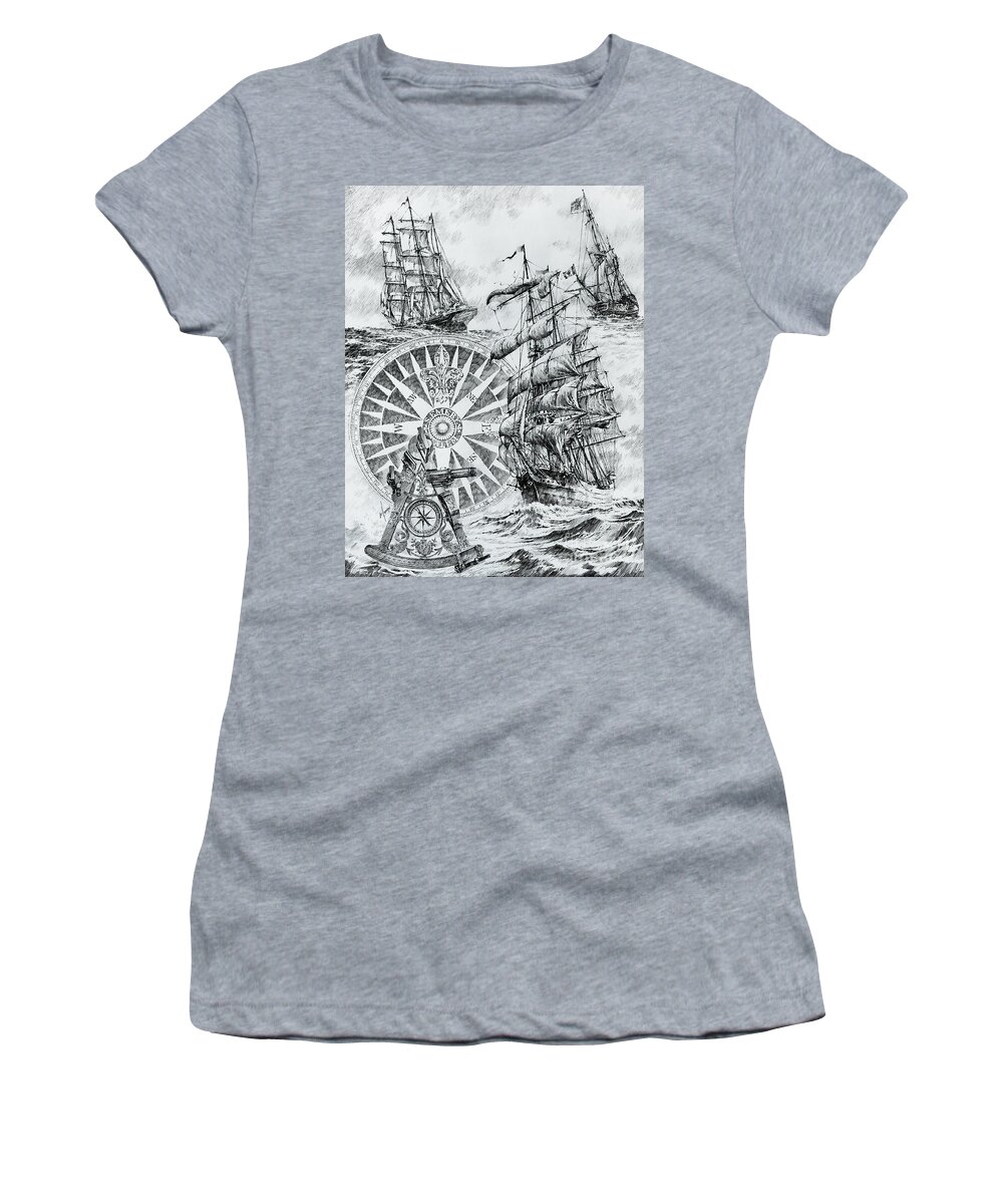 Maritime Women's T-Shirt featuring the drawing Maritime Heritage by James Williamson