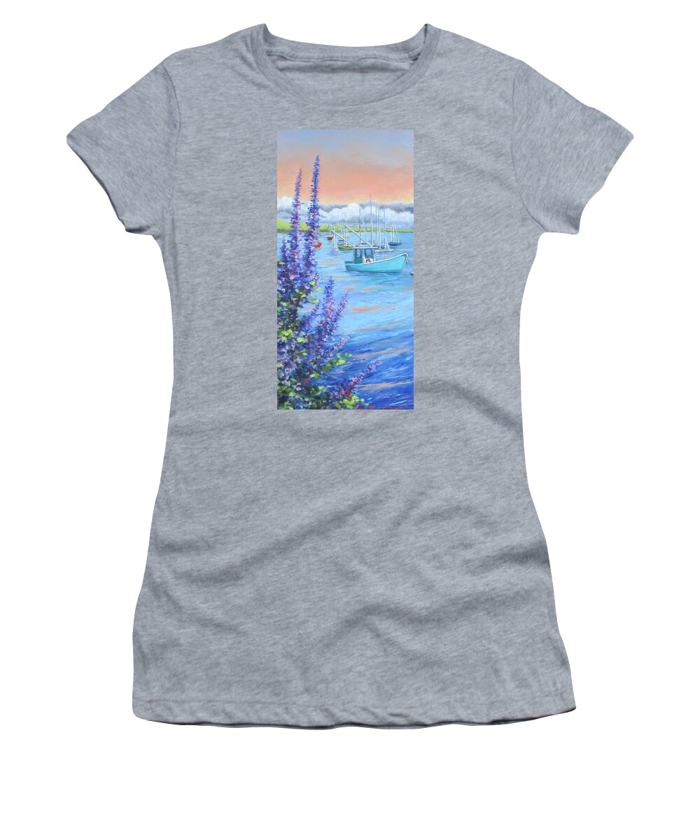 Boat Women's T-Shirt featuring the painting Martha's Lavender Vineyard by Anne Marie Brown