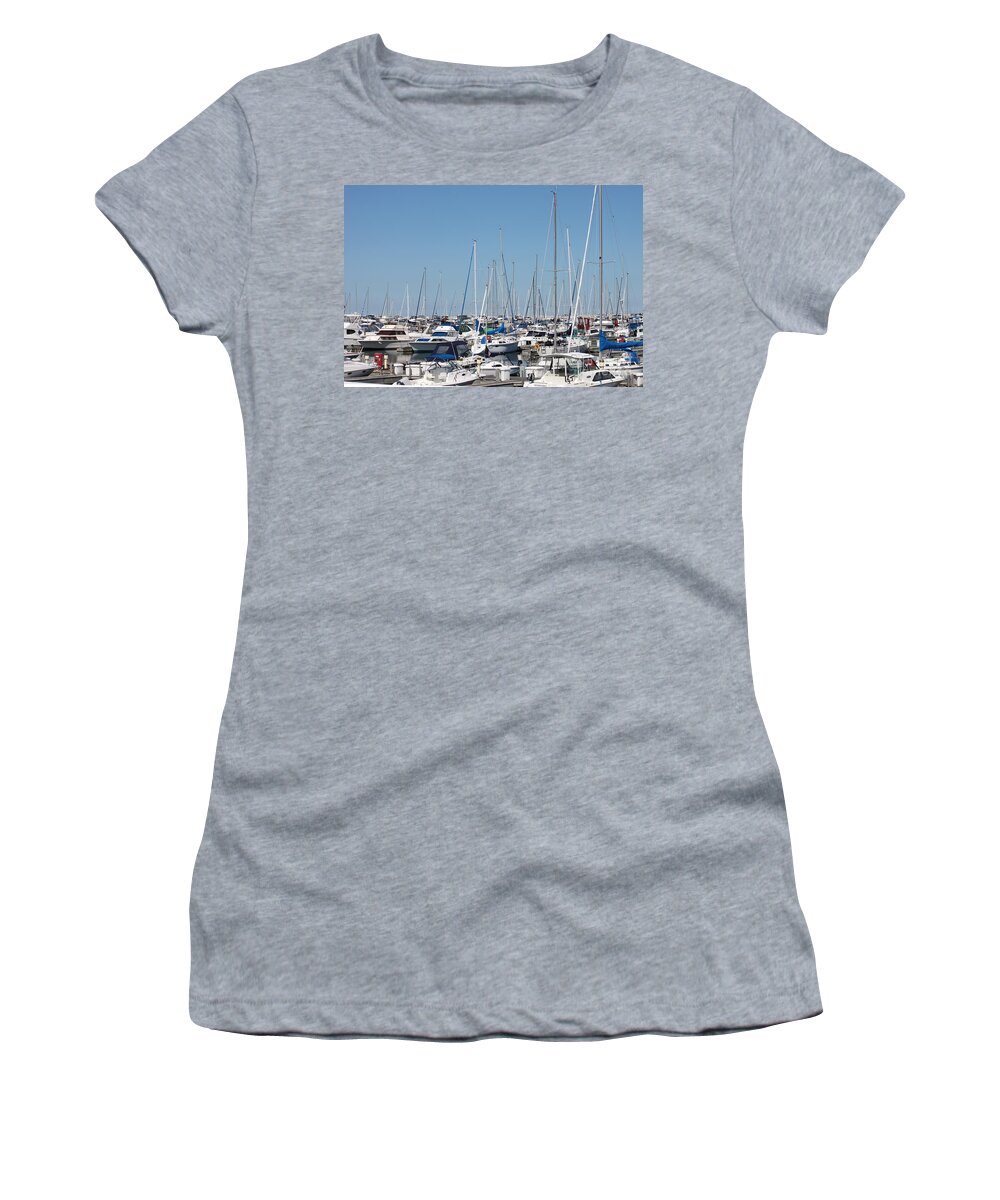 Winthrop Harbor Women's T-Shirt featuring the photograph Mast Confusion by Debbie Hart