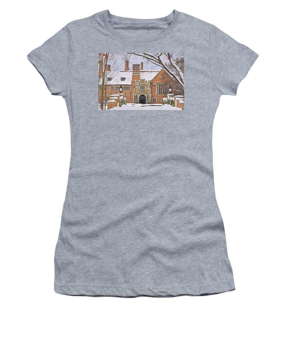 Meadowbrook Women's T-Shirt featuring the painting Meadowbrook Hall by Dean Wittle