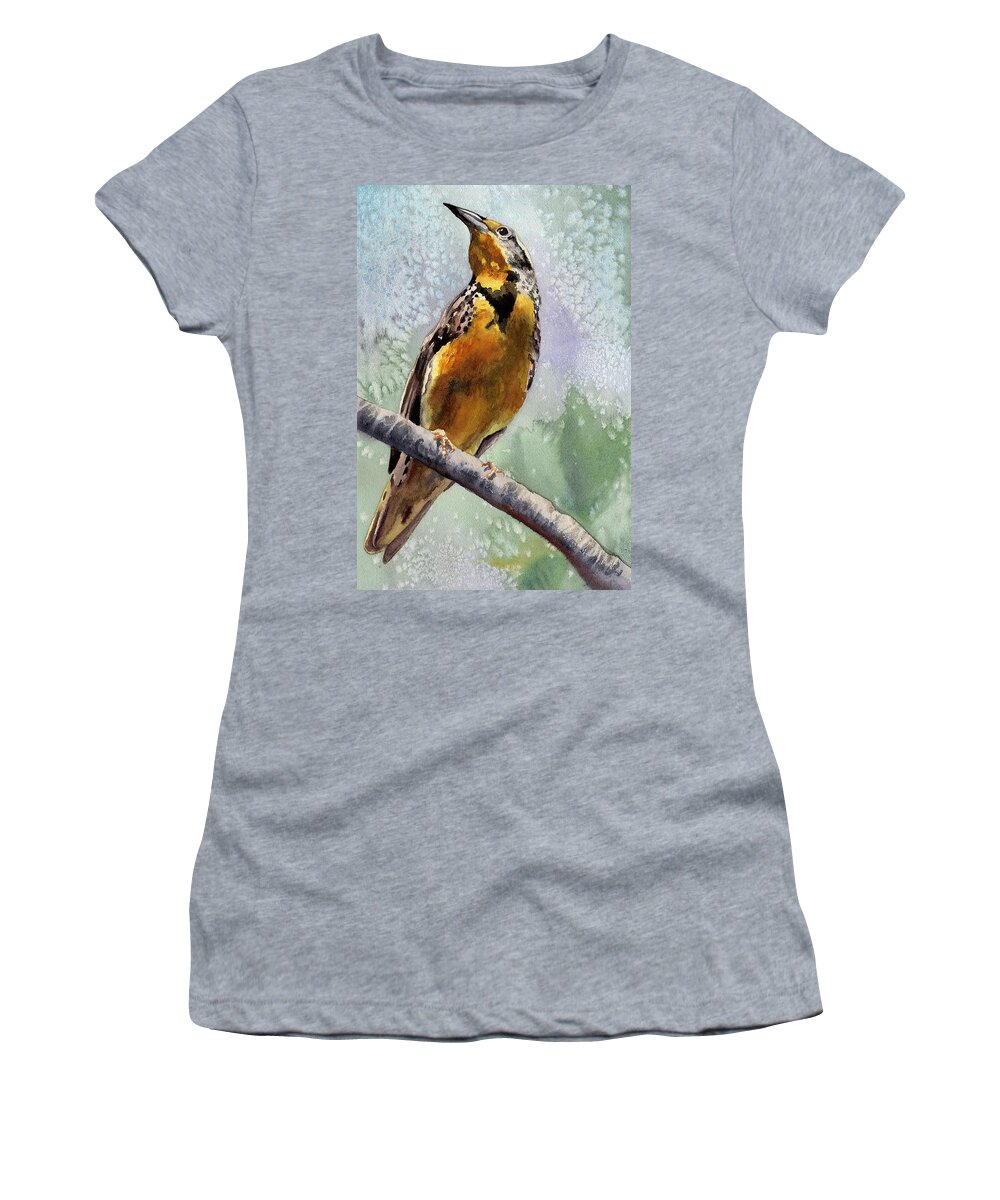 Meadowlark Painting Women's T-Shirt featuring the painting Meadowlark by Anne Gifford