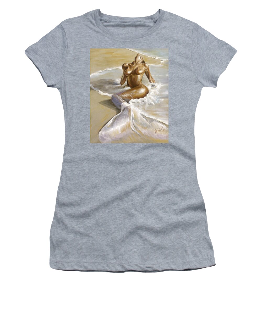 Mermaid Women's T-Shirt featuring the painting Mermaid by Karina Llergo