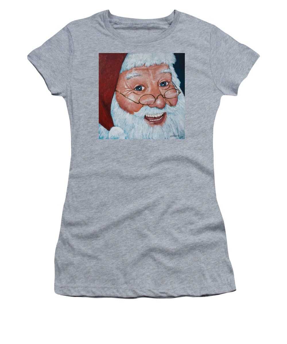 Santa Women's T-Shirt featuring the painting Merry Santa by Glenn Pollard