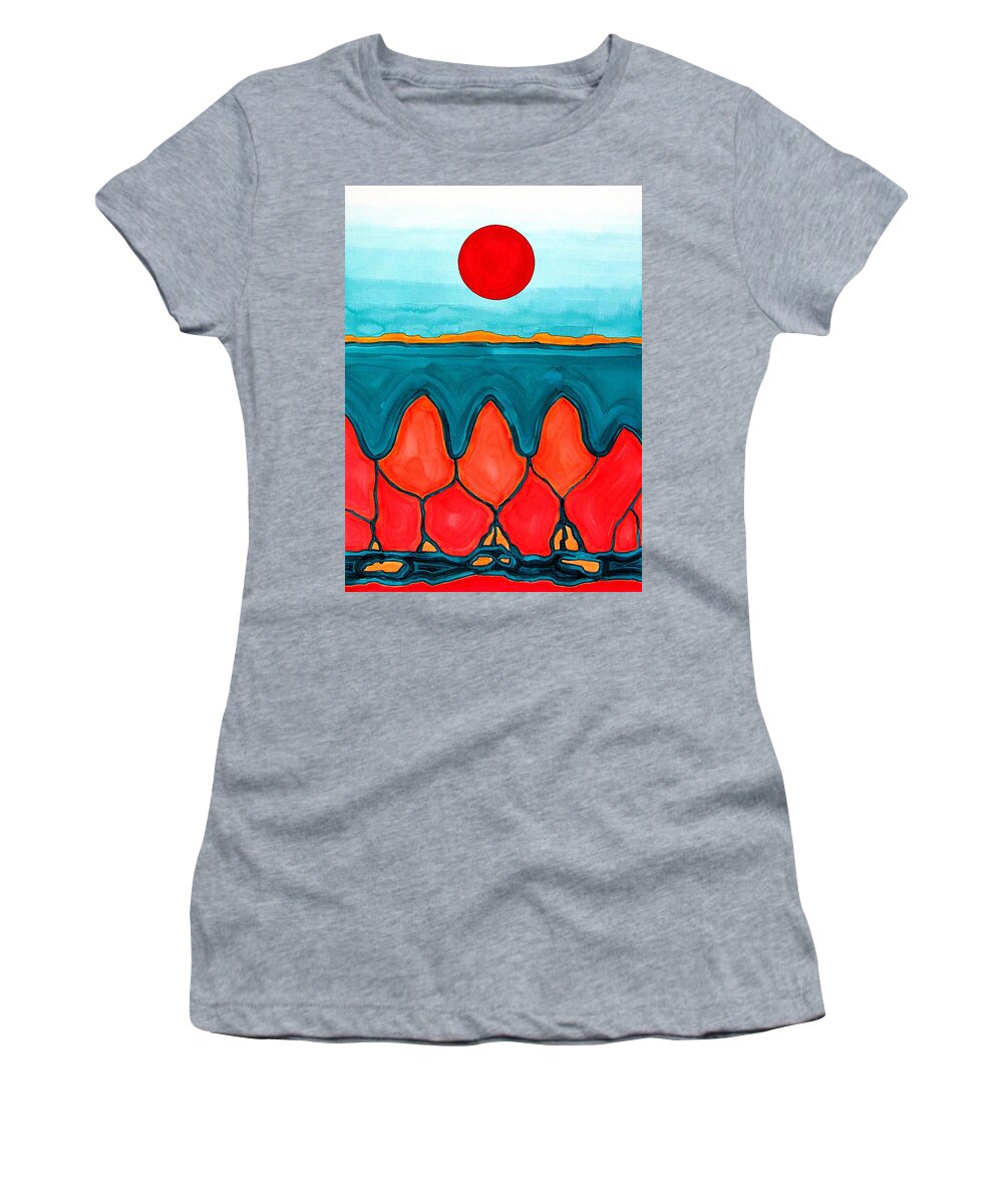 Mesa Women's T-Shirt featuring the painting Mesa Canyon Rio original painting by Sol Luckman
