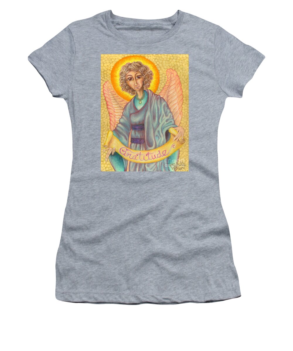 Angels Women's T-Shirt featuring the drawing Messenger of Gratitude by Michelle Bien