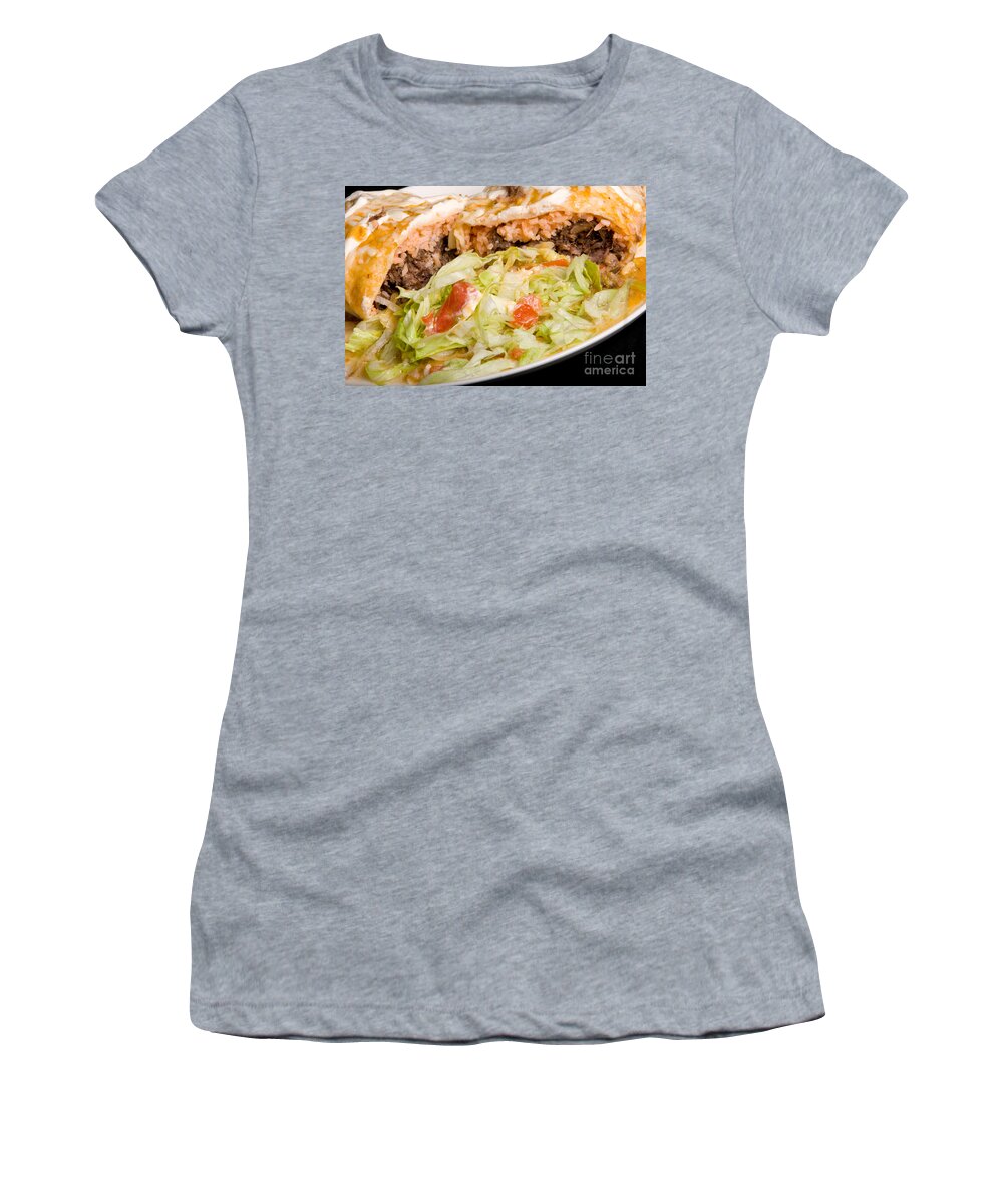 Burrito Women's T-Shirt featuring the photograph Mexican Burrito Plate by James BO Insogna
