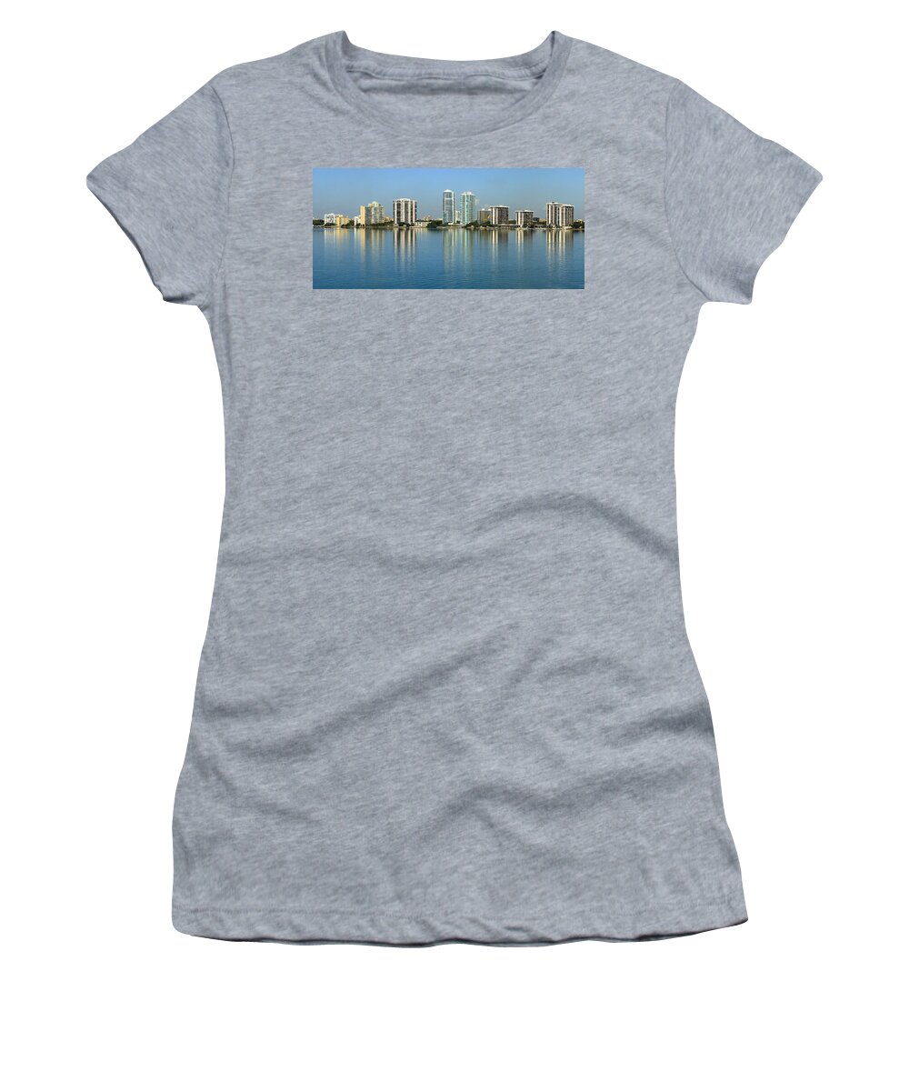Architecture Women's T-Shirt featuring the photograph Miami Brickell Skyline by Raul Rodriguez