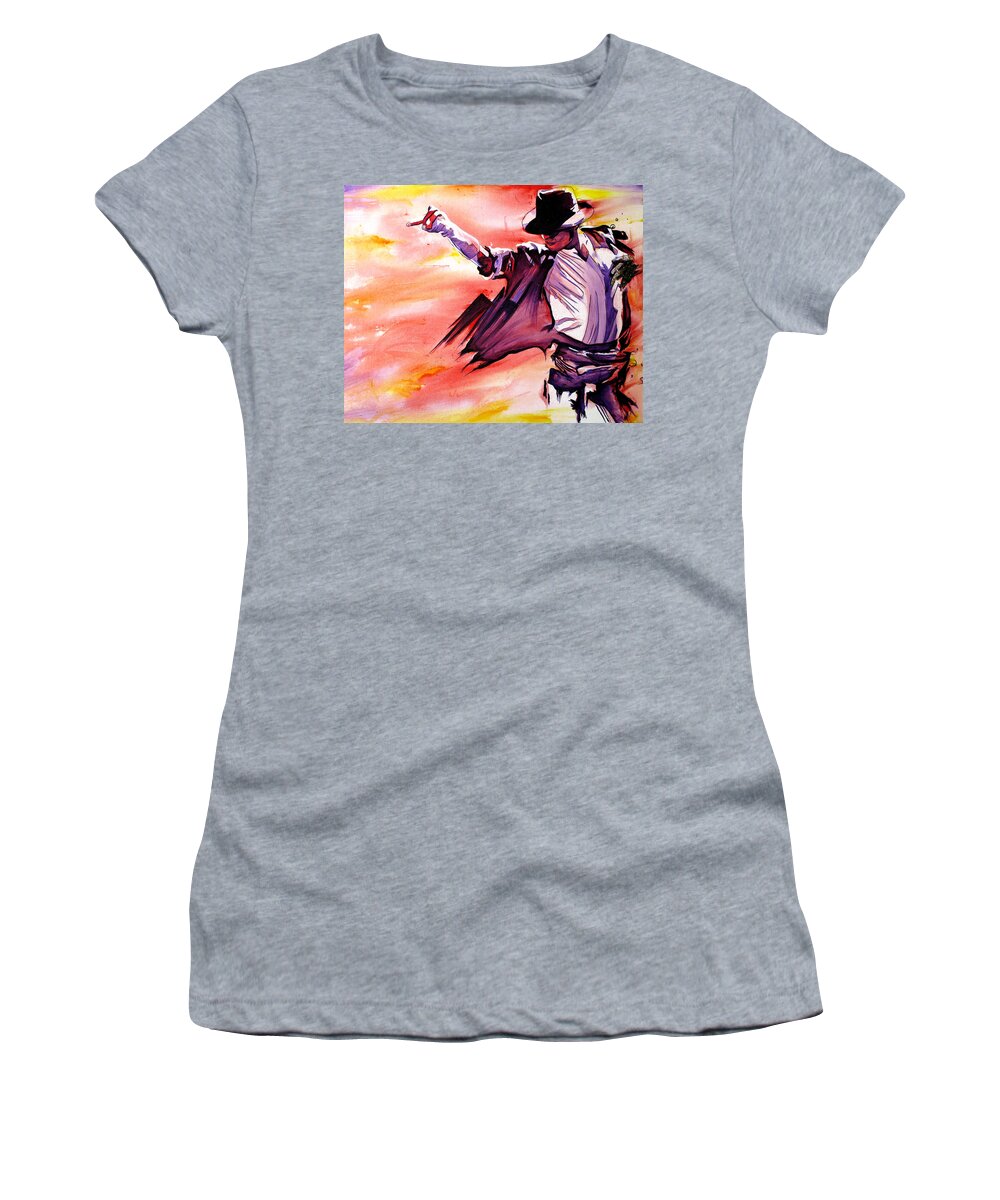 Michael Jackson Women's T-Shirt featuring the painting Michael Jackson-Billie Jean by Joshua Morton