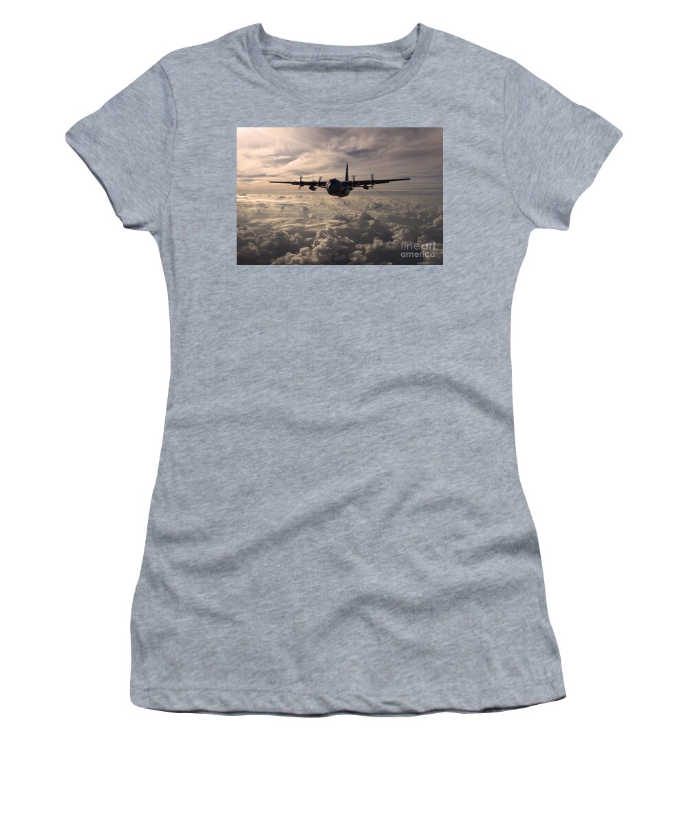 Lockheed Women's T-Shirt featuring the digital art Mighty Hercules by Airpower Art