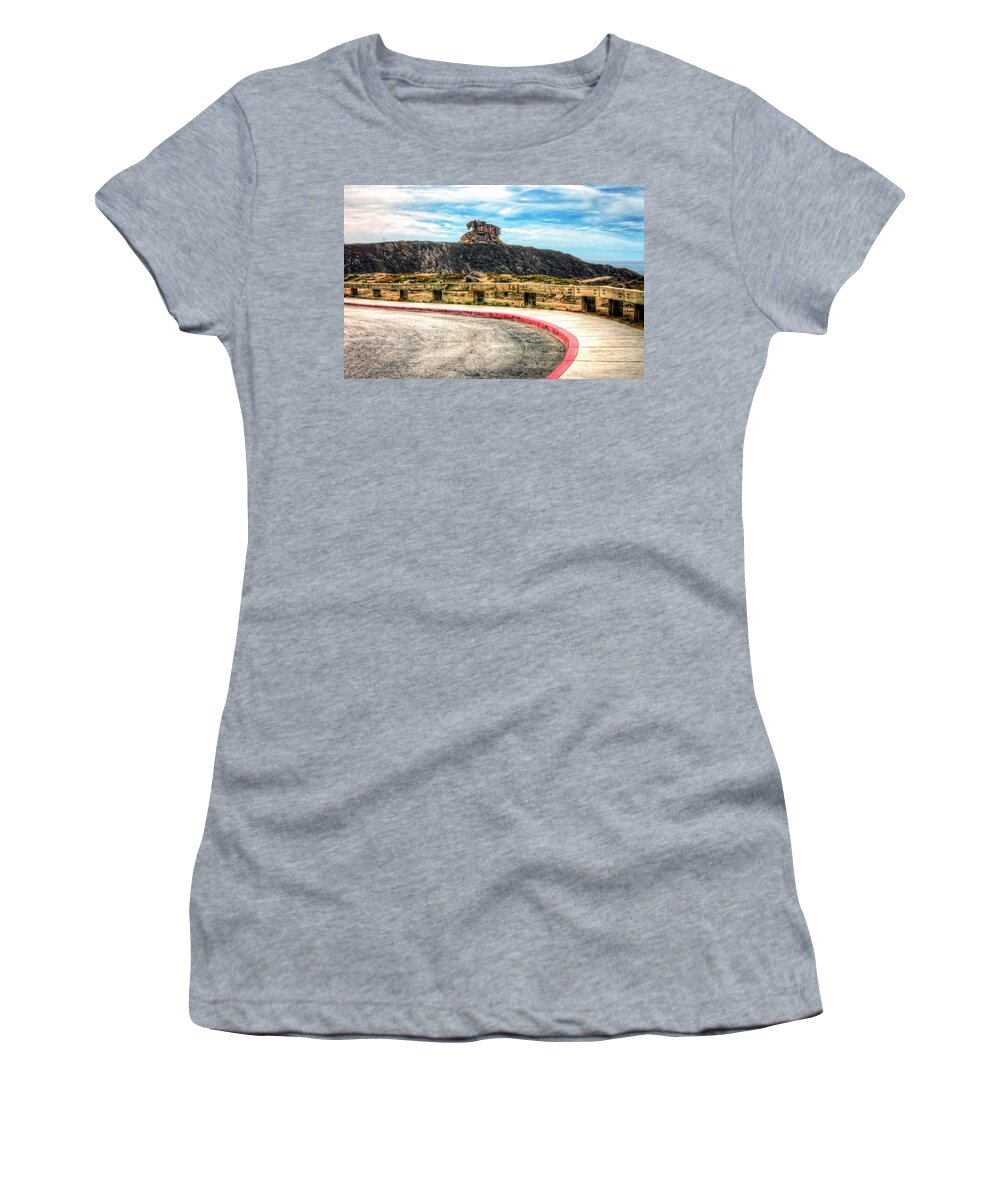 Devil's Slide Women's T-Shirt featuring the photograph Military lookout at Devil's Slide - San Mateo County California by Jennifer Rondinelli Reilly - Fine Art Photography