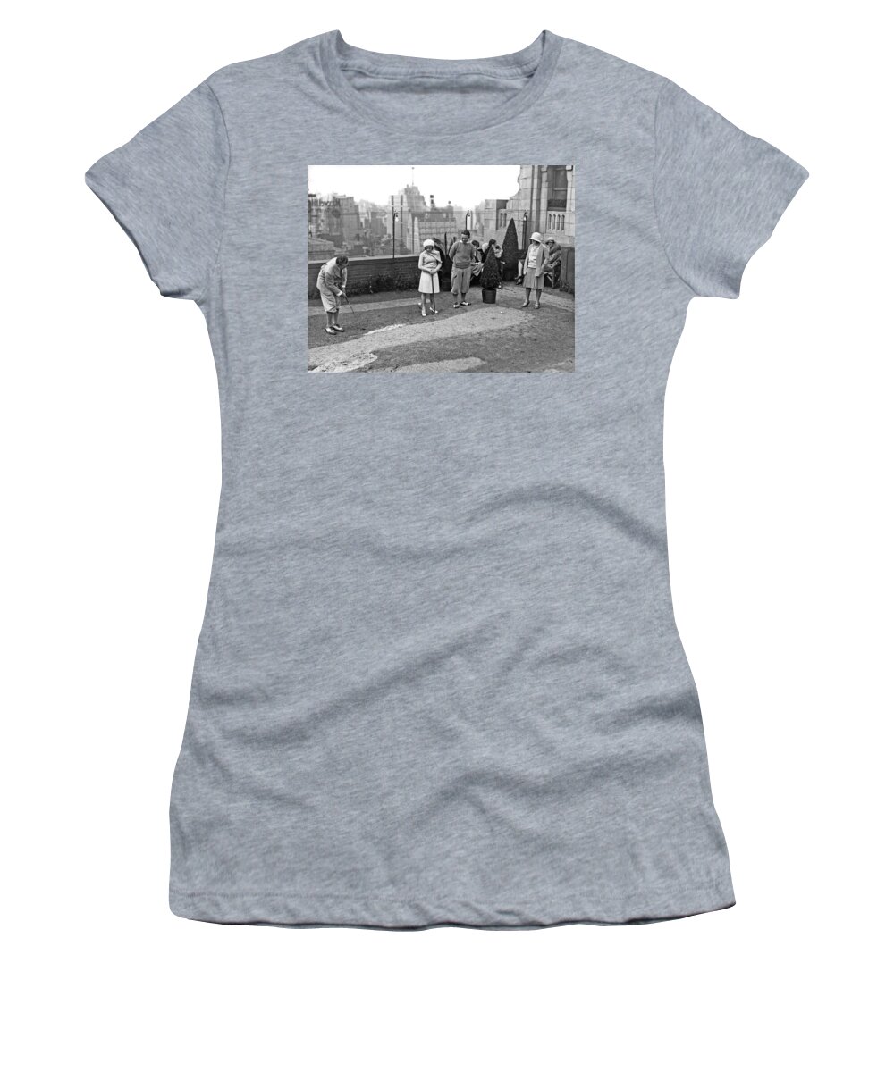 1920s Women's T-Shirt featuring the photograph Miniature Golf In NY City by Underwood Archives