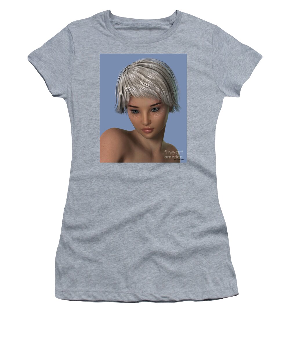 Modern Girl Women's T-Shirt featuring the digital art Modern Girl White Hair by Vintage Collectables