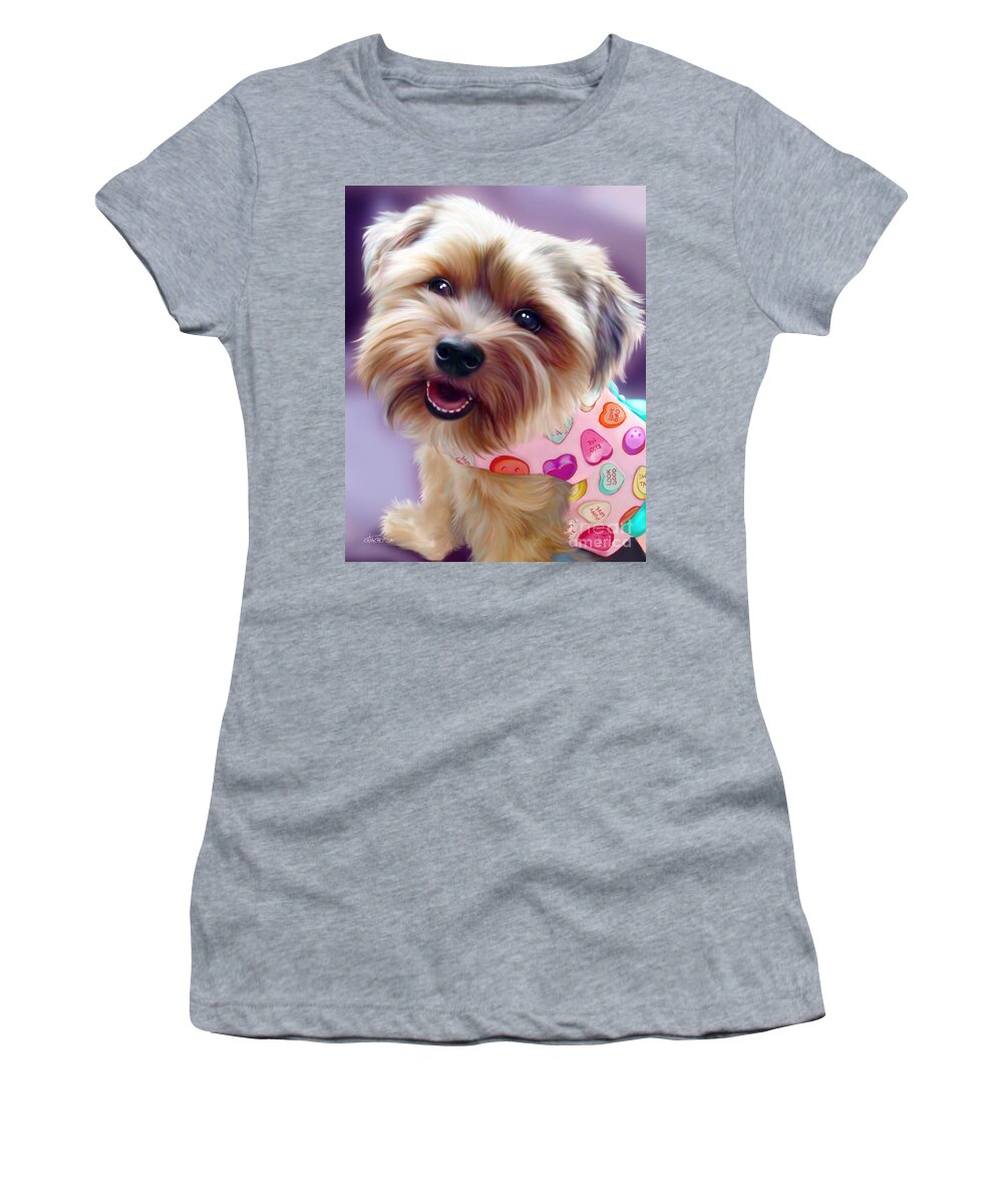 Yorkshire Terrier Women's T-Shirt featuring the painting Molli by Catia Lee