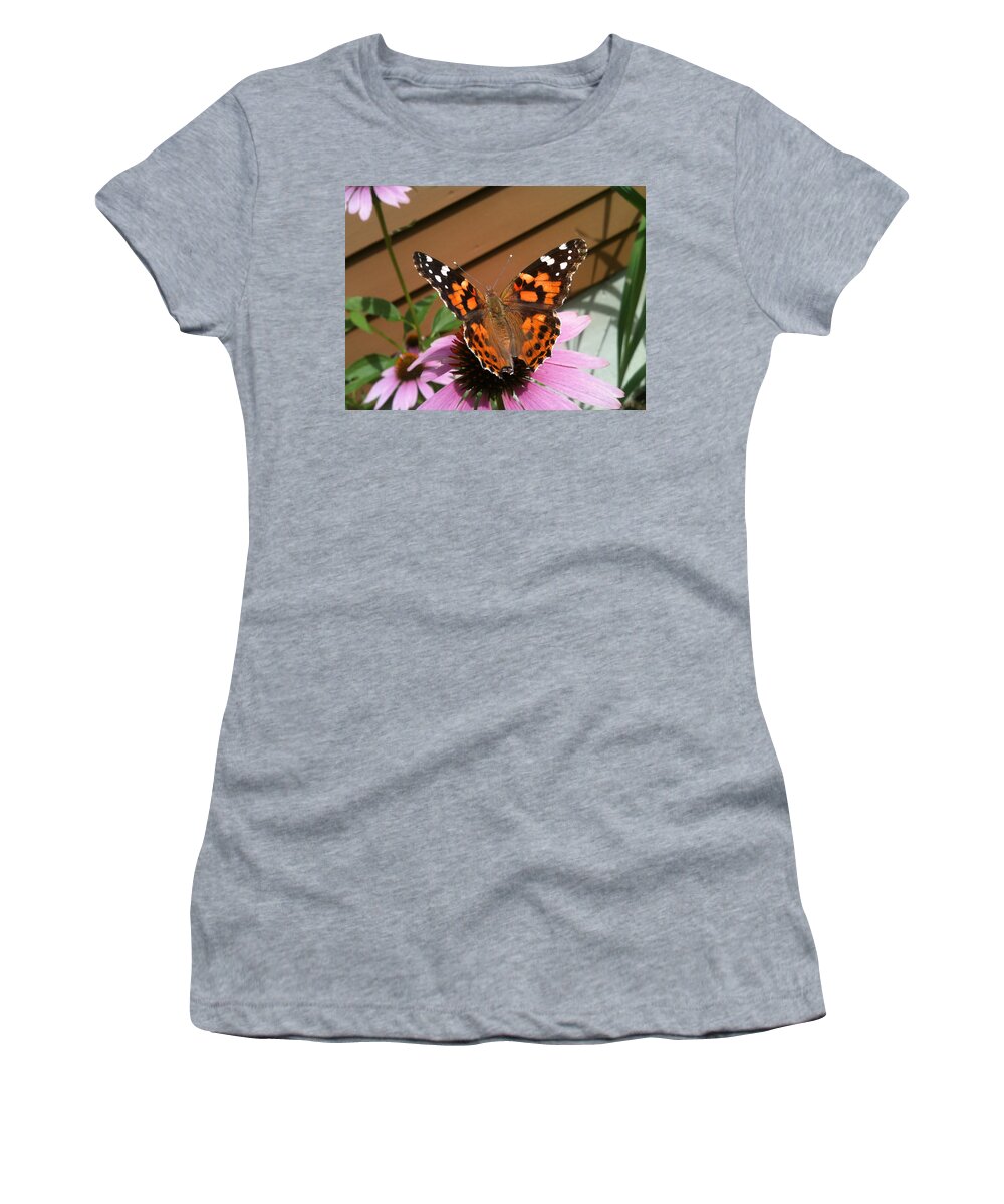 Butterfly Women's T-Shirt featuring the photograph Painted Lady Butterfly by Donna Doherty