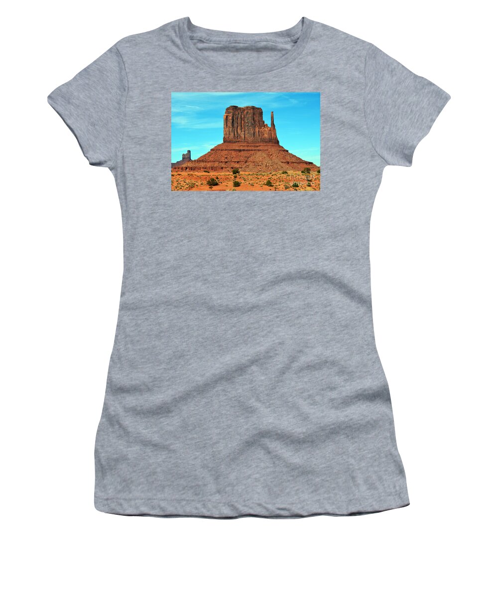 Monument Valley Women's T-Shirt featuring the photograph Monument Valley Mitten Monolith Scenic Landscape by Shawn O'Brien