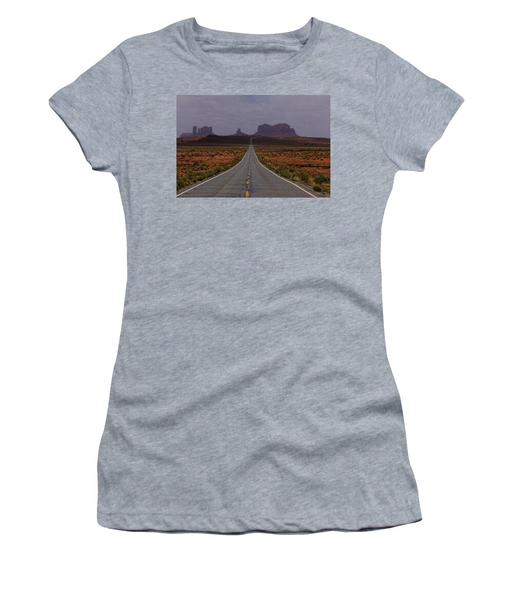 Monument Valley Road Women's T-Shirt featuring the photograph Monument Valley Road by Jonathan Davison
