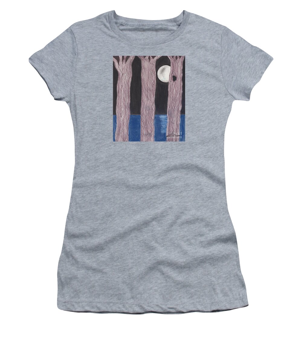 Trees Women's T-Shirt featuring the mixed media Moon Light by David Jackson