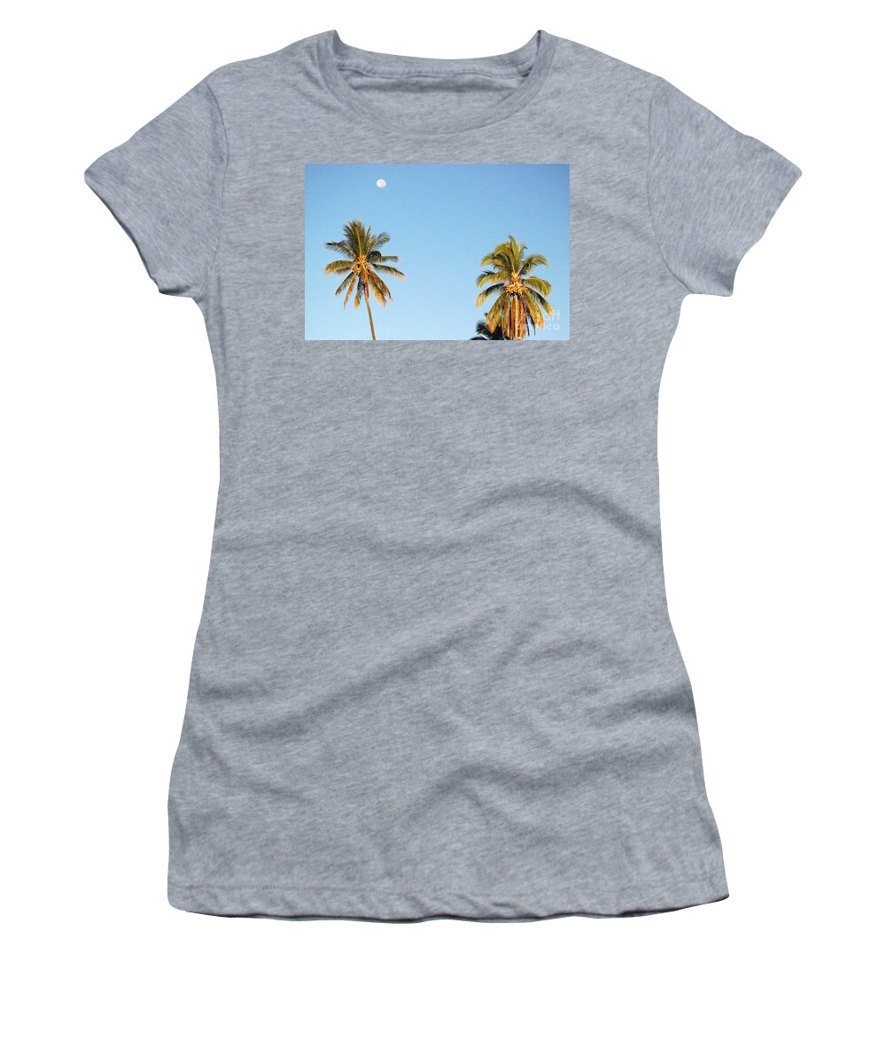 Moon Women's T-Shirt featuring the photograph Moon Over Molokai by Terry Holliday