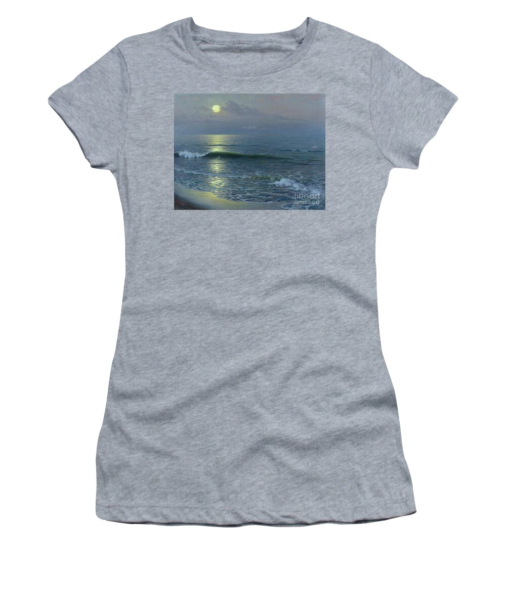 Lever De Lune Women's T-Shirt featuring the painting Moonrise by Guillermo Gomez y Gil