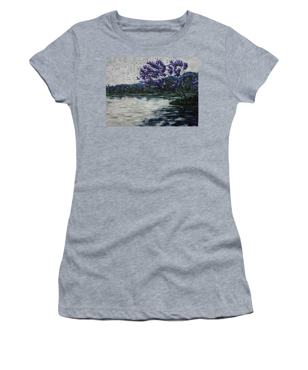 Trees Women's T-Shirt featuring the painting Morning Clarity by Joel Tesch