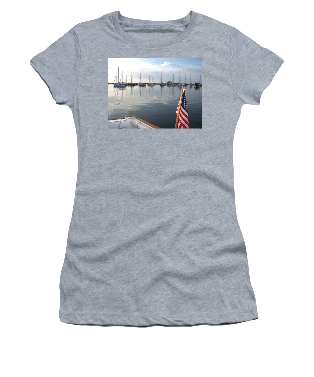 Cuttyhunk Island Women's T-Shirt featuring the photograph Morning in Cuttyhunk Harbor by Nautical Chartworks