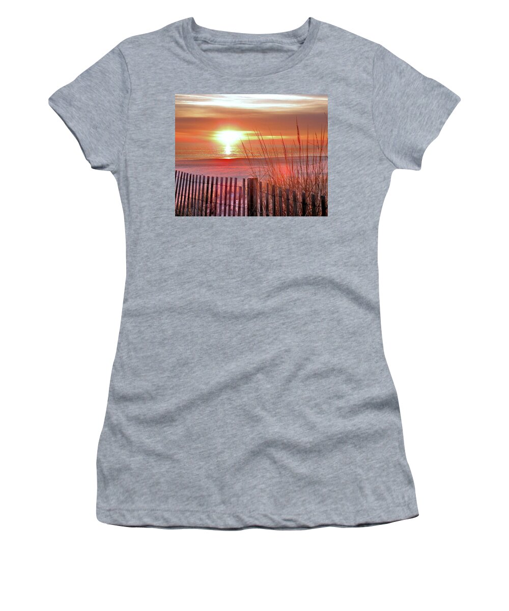 Seascapes Women's T-Shirt featuring the photograph Morning Sandfire by Kim Bemis