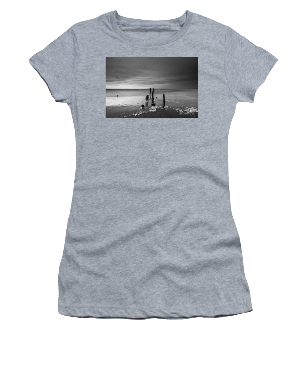 Morning Suds Women's T-Shirt featuring the photograph Morning Suds BW by Michael Ver Sprill