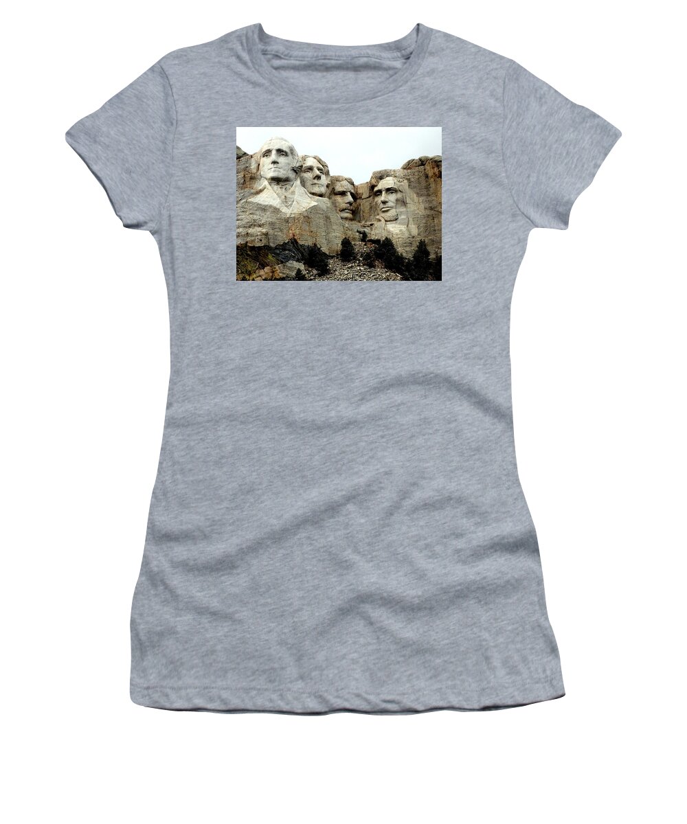 Mt Rushmore Women's T-Shirt featuring the photograph Mount Rushmore Presidents by Clarice Lakota