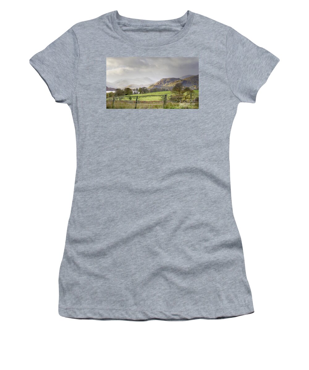 Mountains Women's T-Shirt featuring the photograph Mountainscape-towards Lake Ullswater by Linsey Williams