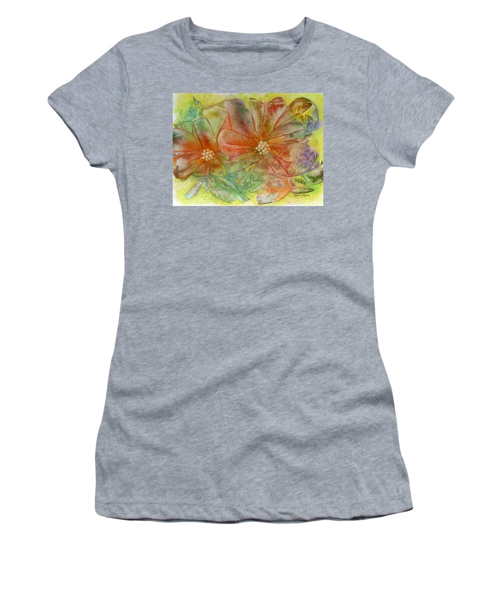 Flower Women's T-Shirt featuring the painting Multi-colored Blossoms by Carla Parris