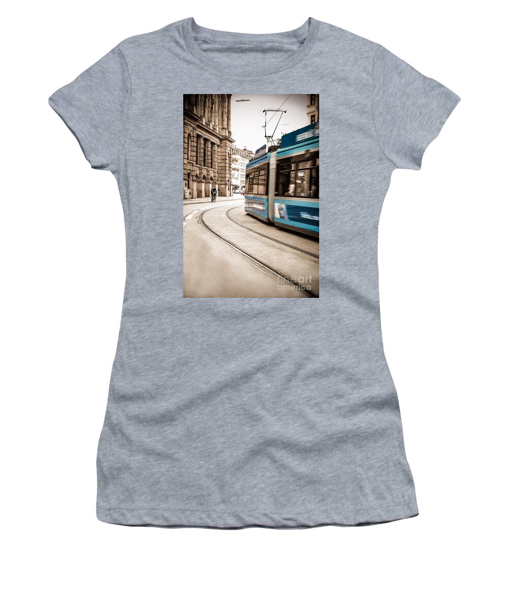 Ancient Women's T-Shirt featuring the photograph Munich city traffic by Hannes Cmarits