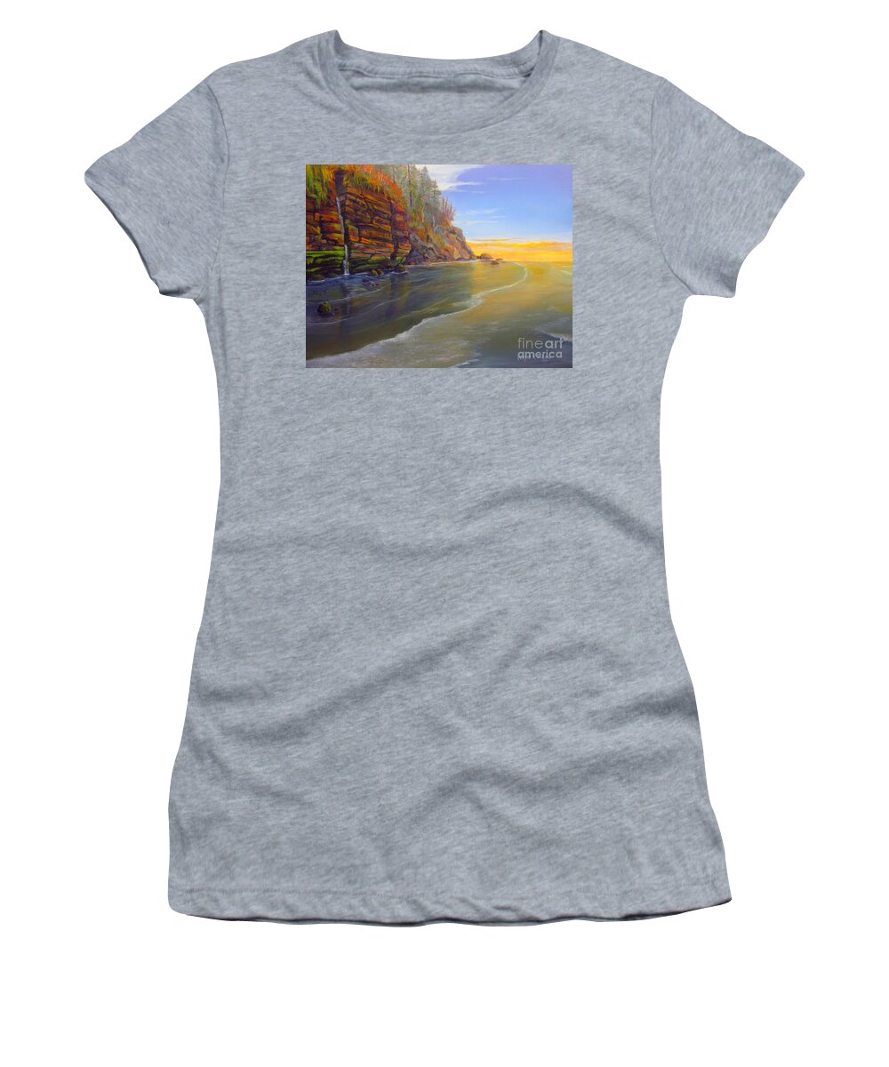 Landscape Women's T-Shirt featuring the painting Mystic Beach by Wayne Enslow