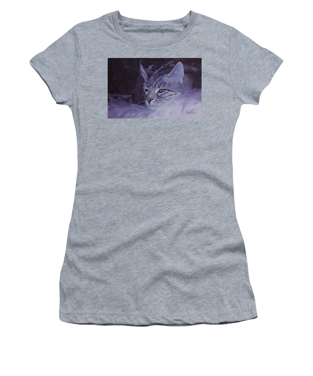 Cat Women's T-Shirt featuring the painting Nap Time by Sheila Wedegis