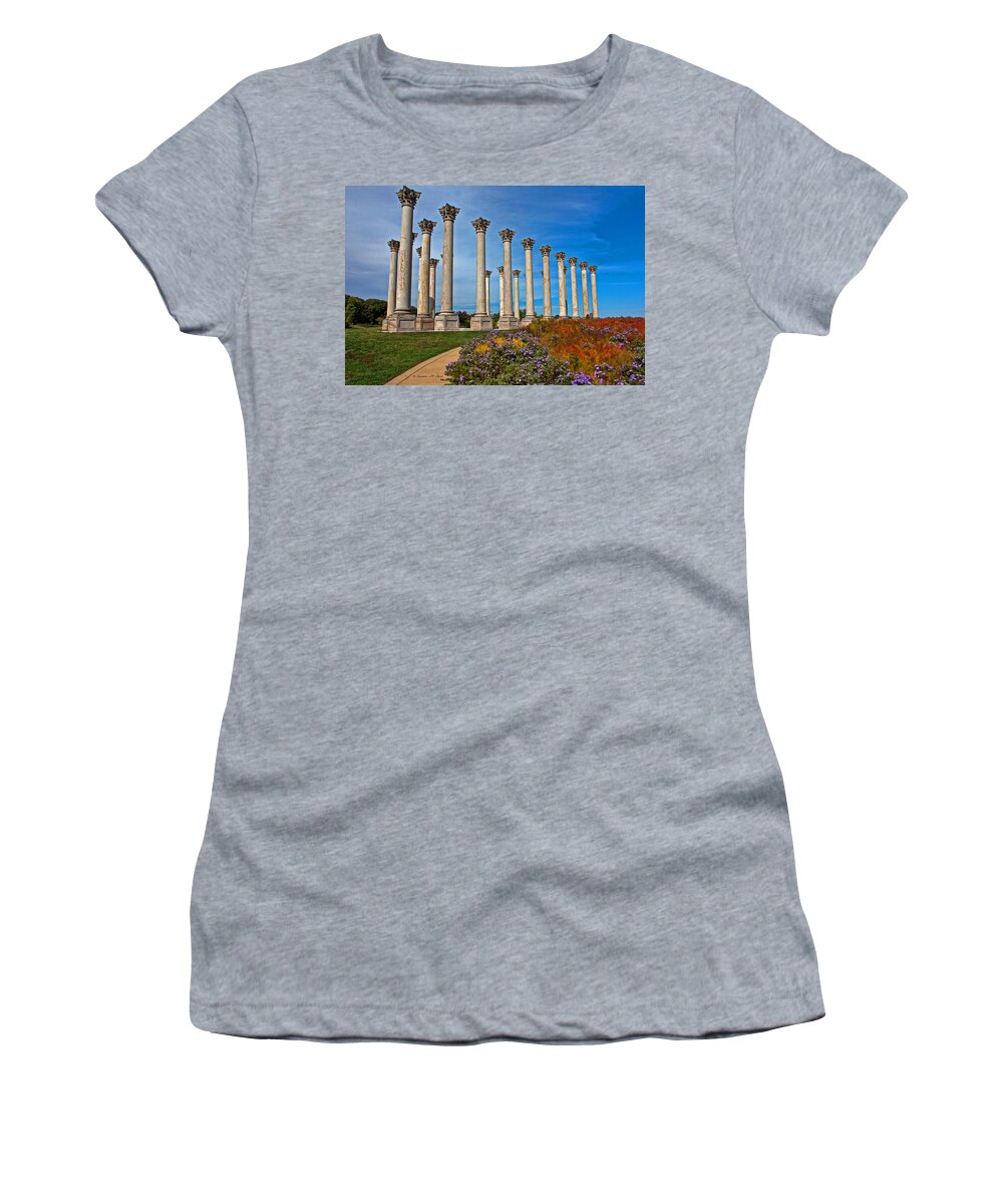 Autumn Women's T-Shirt featuring the photograph National Capitol Columns by Suzanne Stout