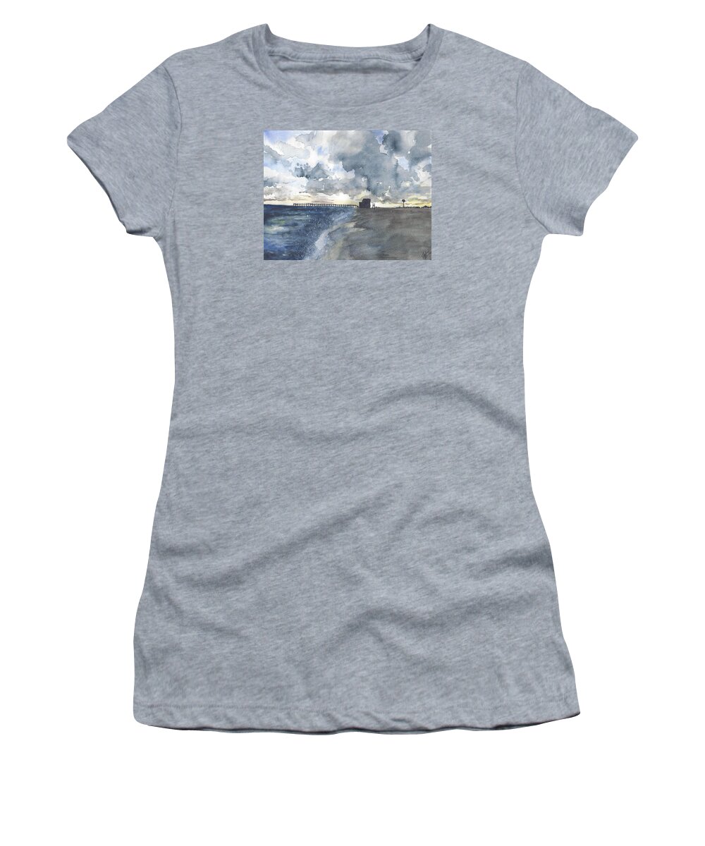 Beach Women's T-Shirt featuring the painting Navarre at Dusk by Julie Garcia