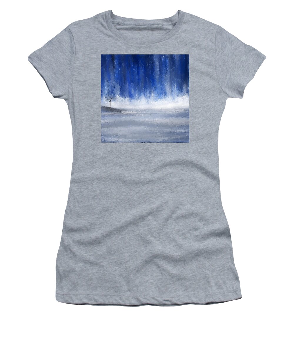 Navy Blue Women's T-Shirt featuring the painting Navy Blue Art by Lourry Legarde