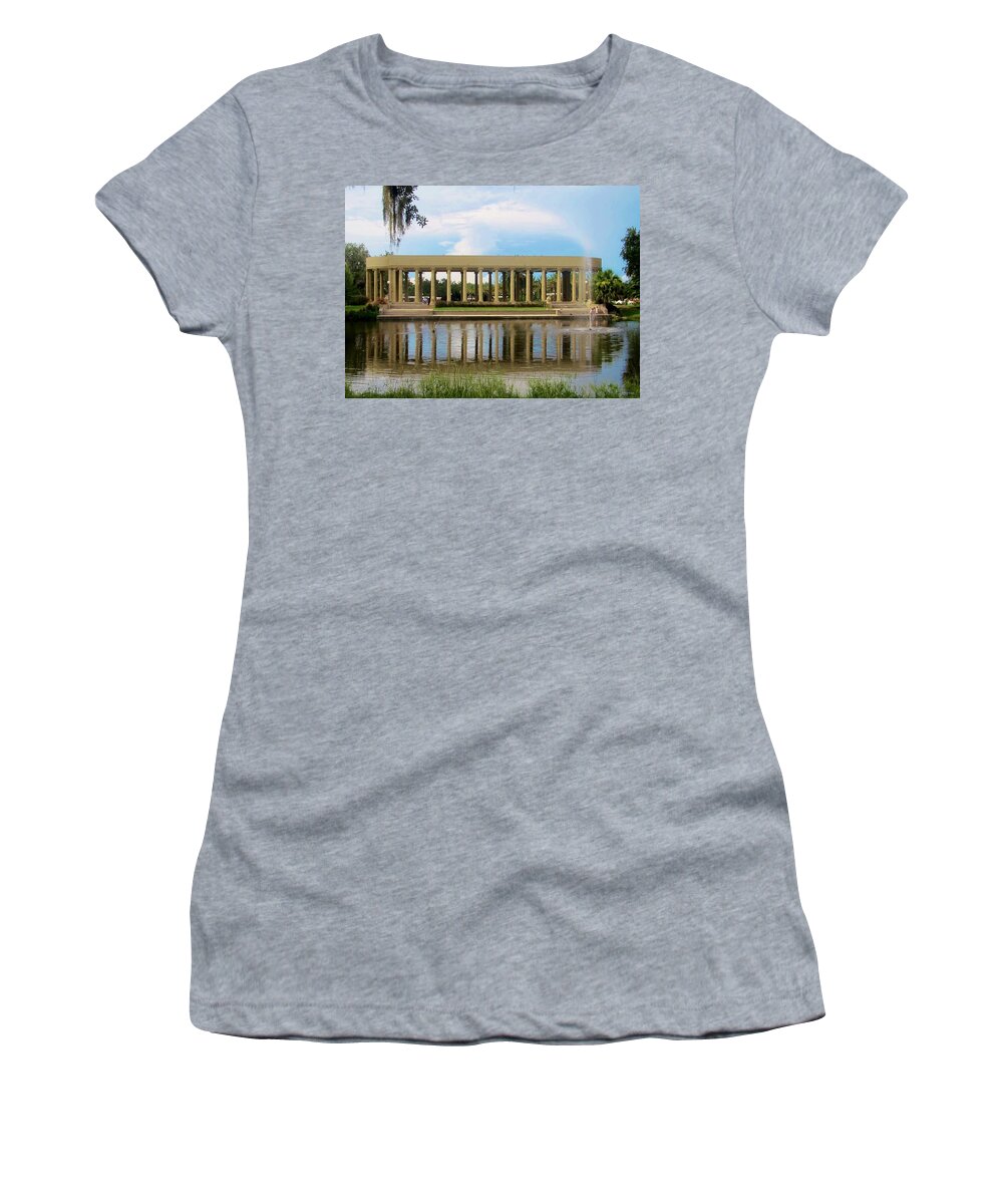 New Orleans City Park Women's T-Shirt featuring the photograph New Orleans City Park - Peristyle by Deborah Lacoste