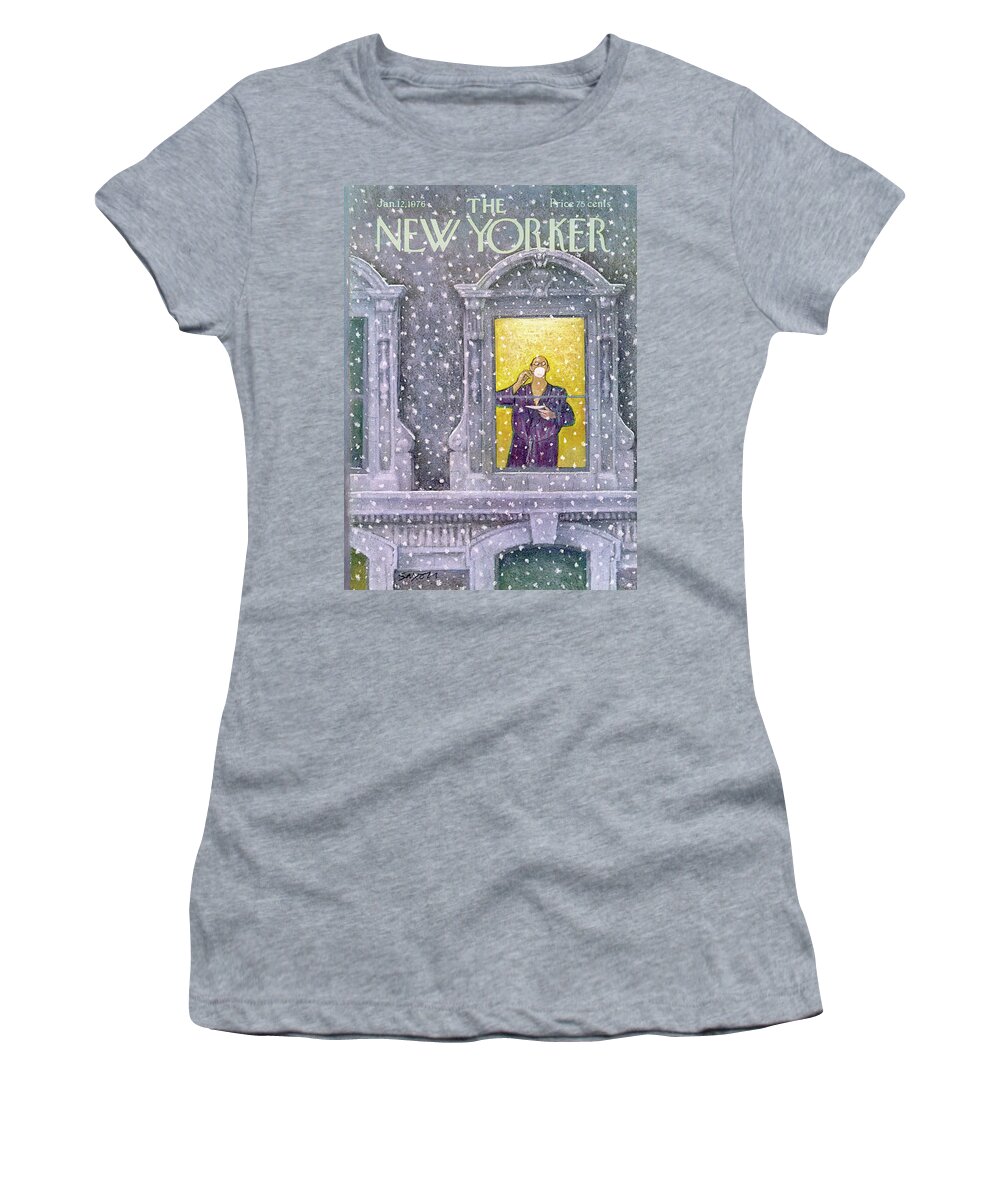 City Women's T-Shirt featuring the painting New Yorker January 12th, 1976 by Charles Saxon