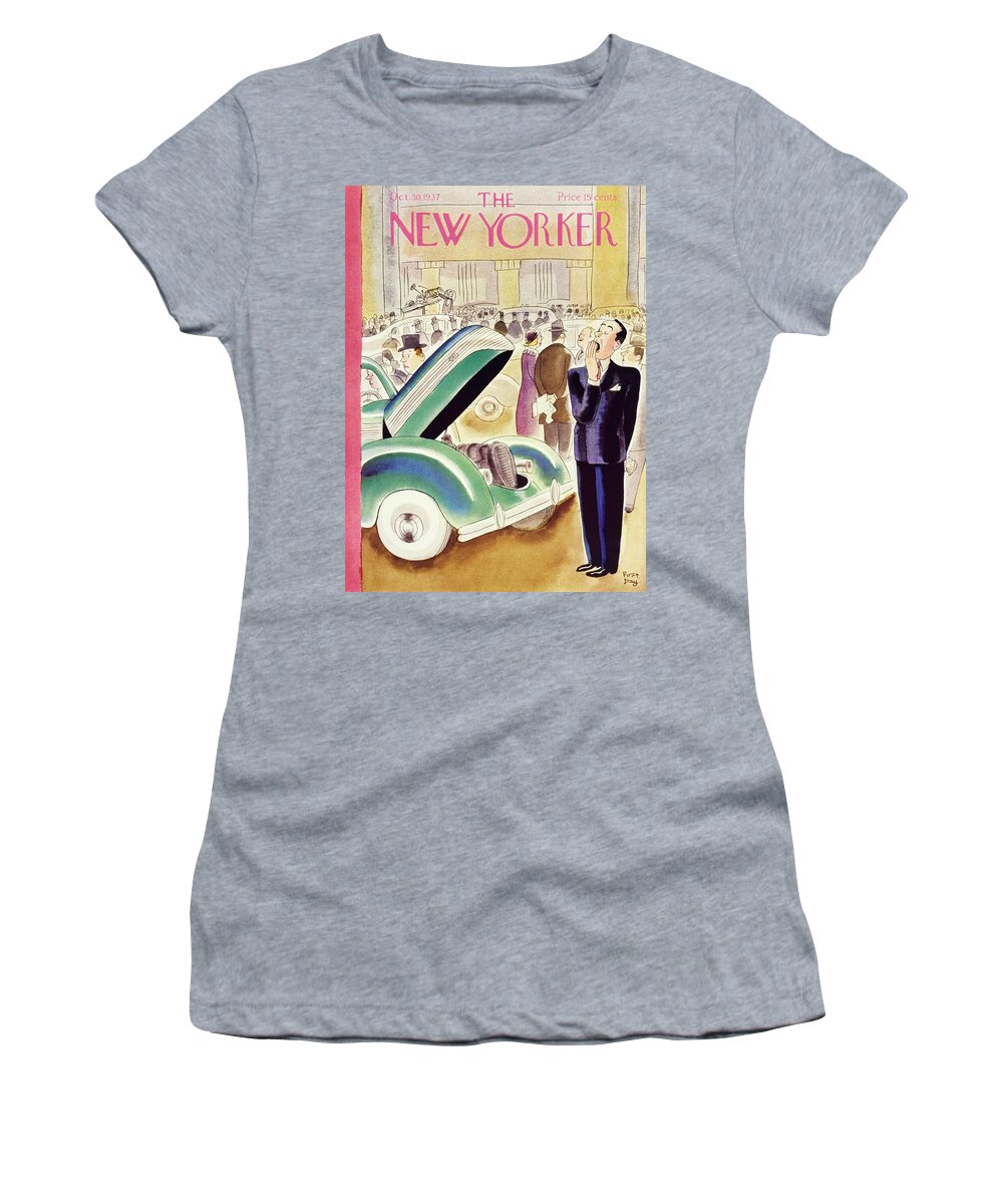 Auto Women's T-Shirt featuring the painting New Yorker October 30 1937 by Robert Day