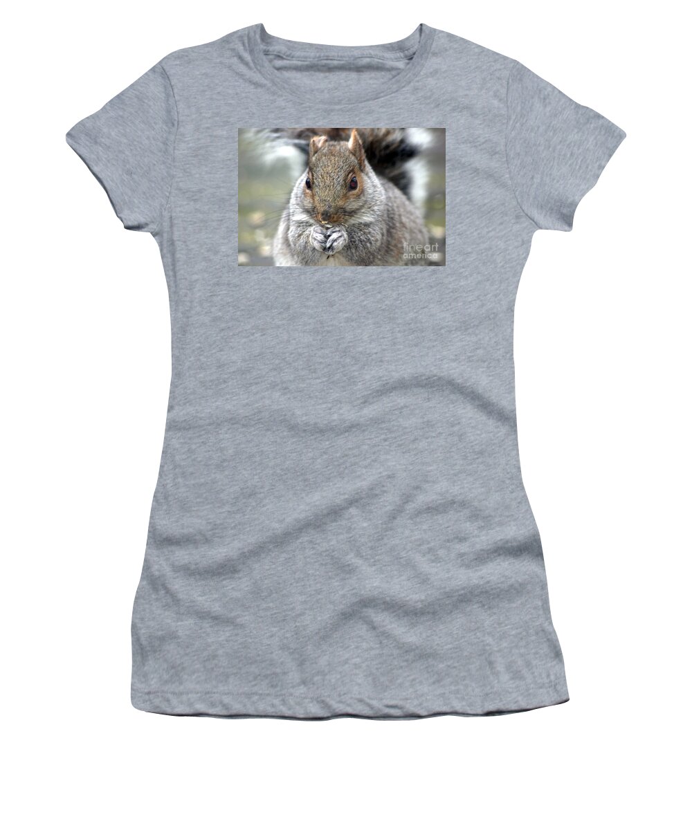 Squirrel Women's T-Shirt featuring the photograph Nibbling by Living Color Photography Lorraine Lynch