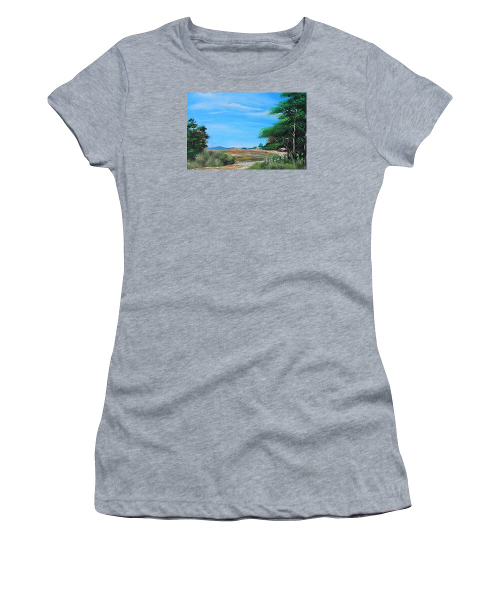 Landscape Women's T-Shirt featuring the painting Nipa Hut in the Barrio by Remegio Onia