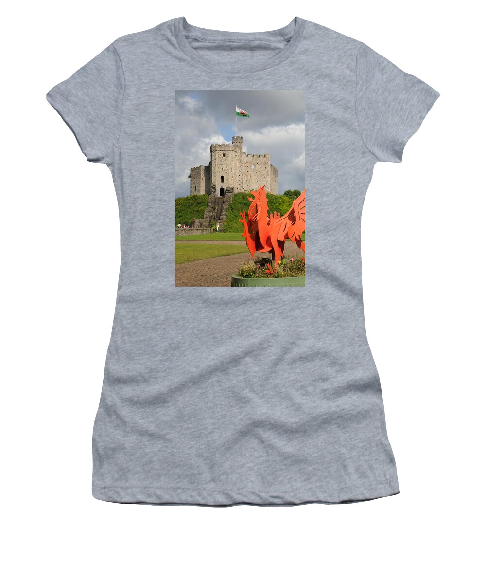  Cardiff Women's T-Shirt featuring the photograph Norman Keep Cardiff Castle by Jeremy Voisey