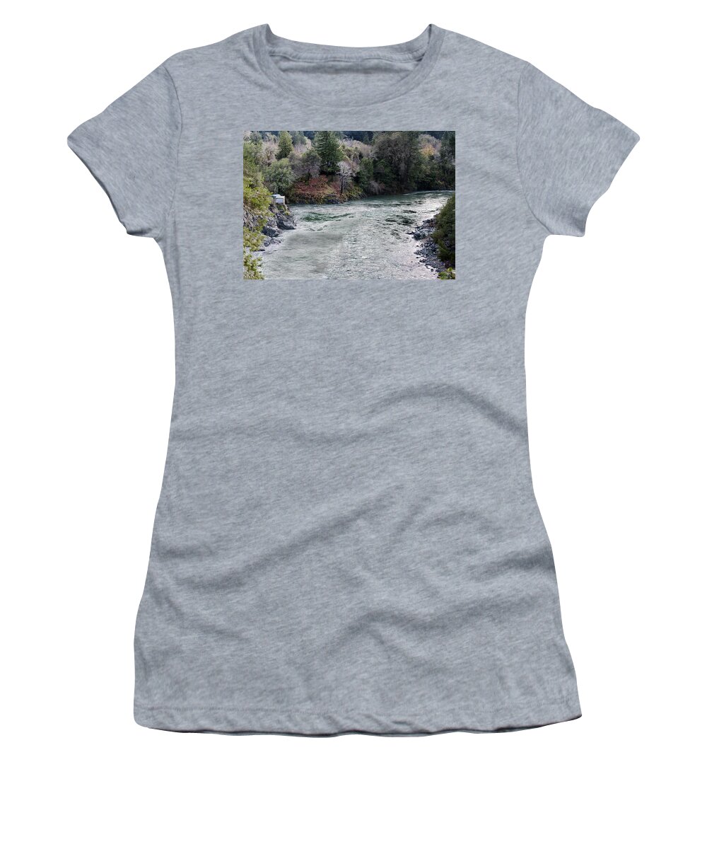 River Women's T-Shirt featuring the photograph North and Middle Fork of Smith River 2 by Betty Depee