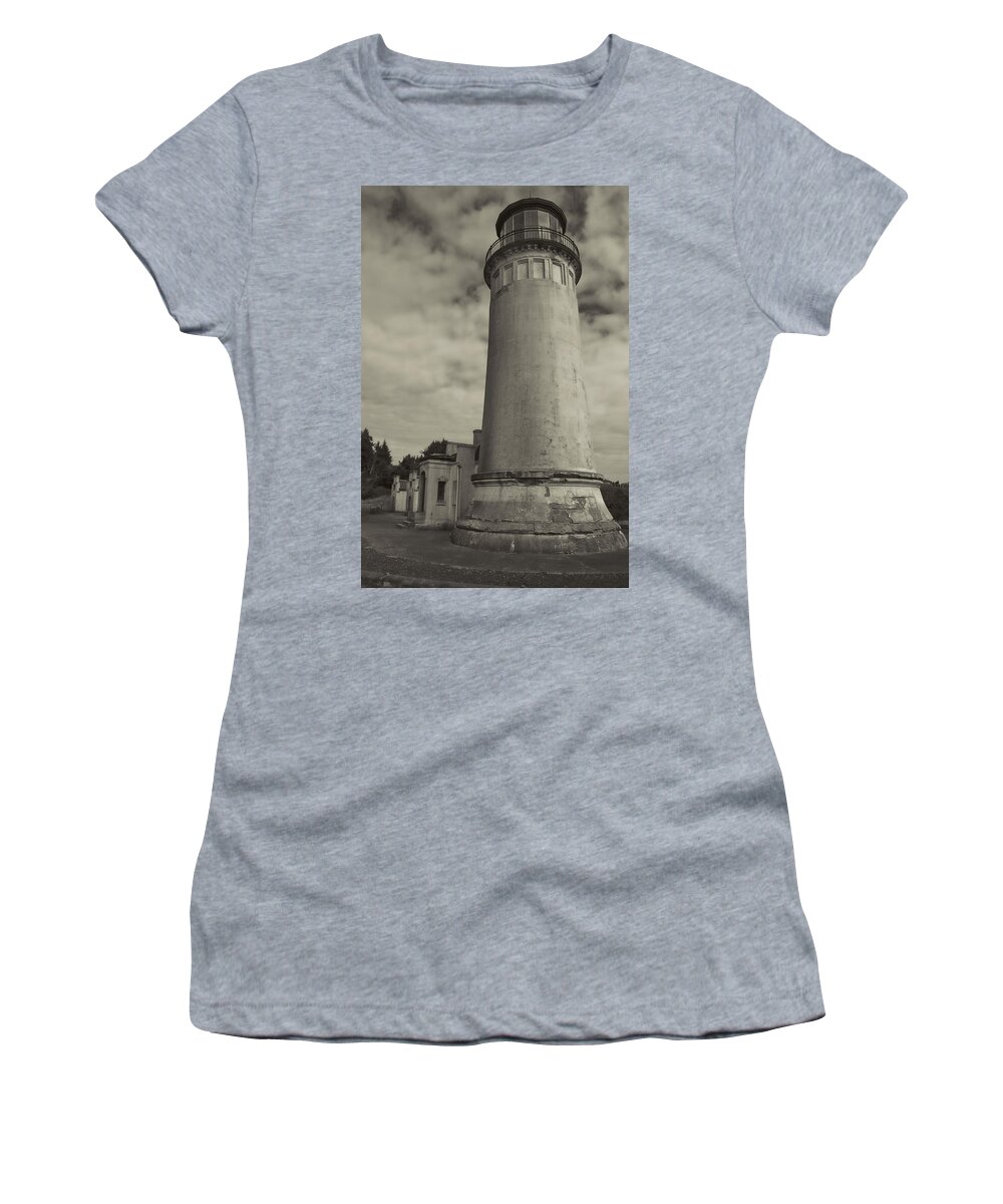 Lighthouse Women's T-Shirt featuring the photograph North Head Lighthouse BW by Cathy Anderson