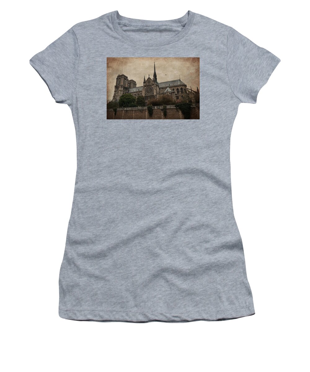 France Women's T-Shirt featuring the photograph Notre Dame Cathedral - Paris by Maria Angelica Maira