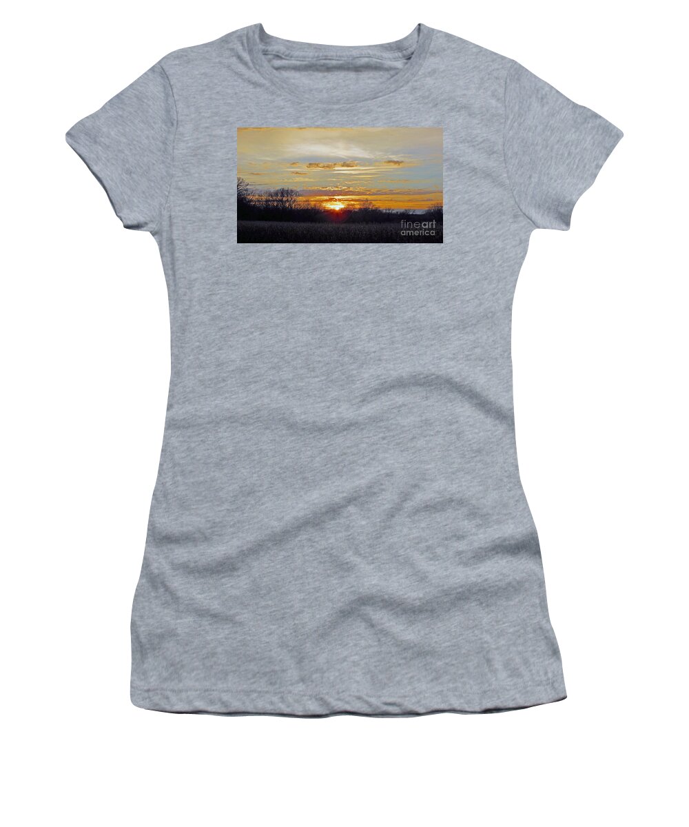 Sunset Women's T-Shirt featuring the photograph November Sunset by Kay Novy