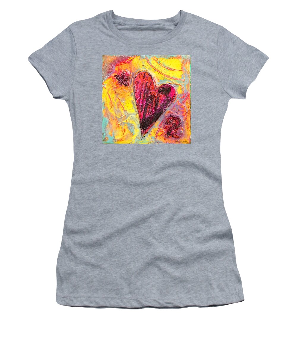 Number 2 Encaustic Tiny Series Women's T-Shirt featuring the mixed media Number 2 Encaustic Tiny Series by Bellesouth Studio