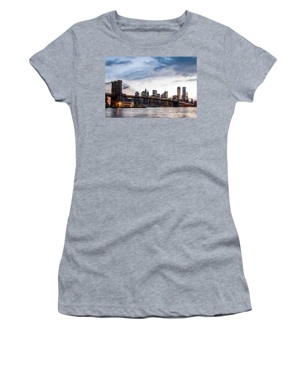 Nyc Women's T-Shirt featuring the photograph NYC Brooklyn Bridge by Hannes Cmarits