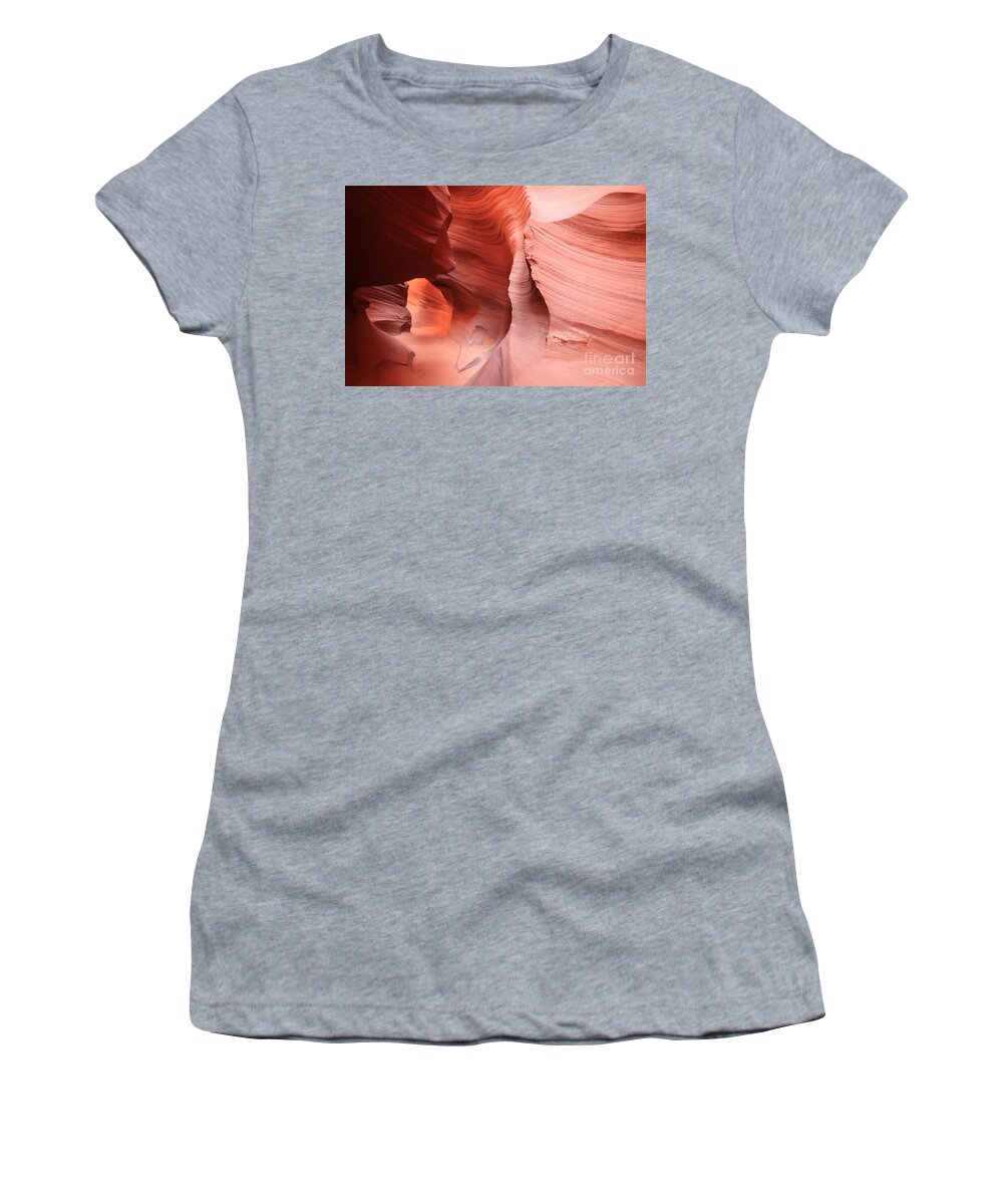 Arizona Slot Canyon Women's T-Shirt featuring the photograph Observing The Pathway by Adam Jewell